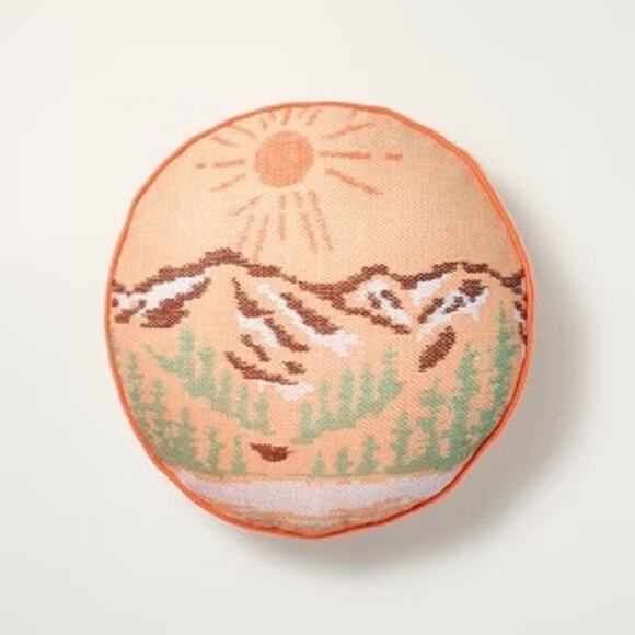 Hearth & Hand with Magnolia NWT 16" Embroidered Mountain Landscape Pillow - Picture 1 of 9